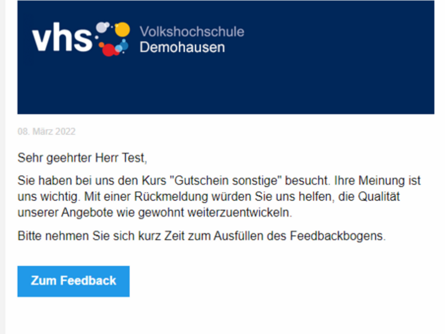 Beispiel einer E-Mail zur Feedbackeinholung