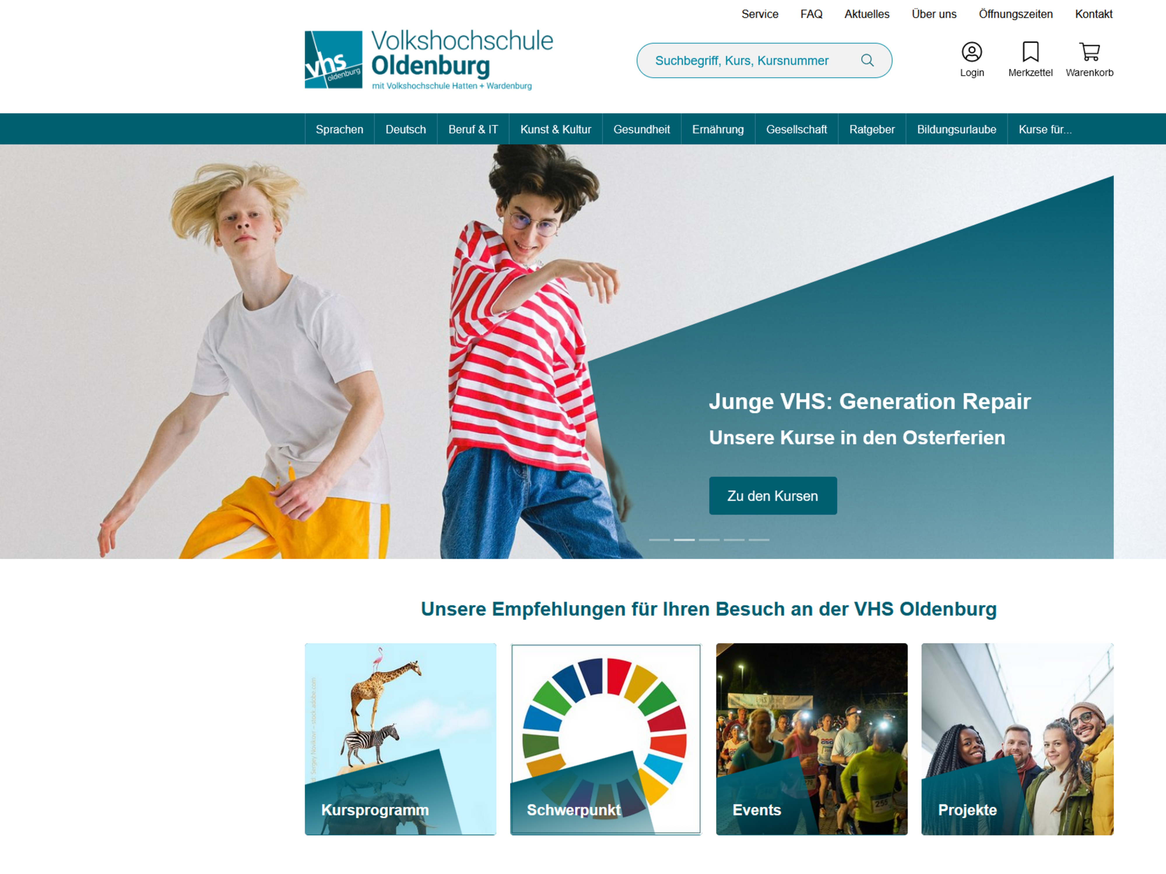 Webseite vhs Oldenburg