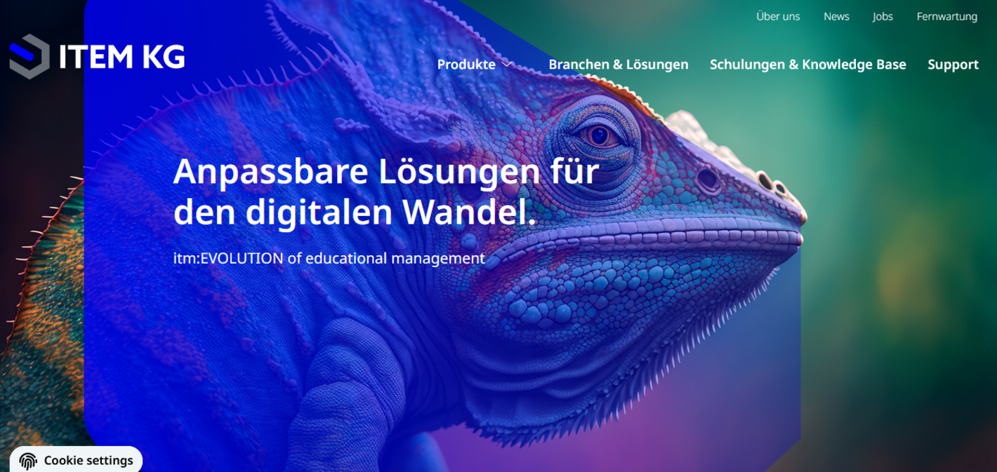 Bild der Startseite der ITEM KG