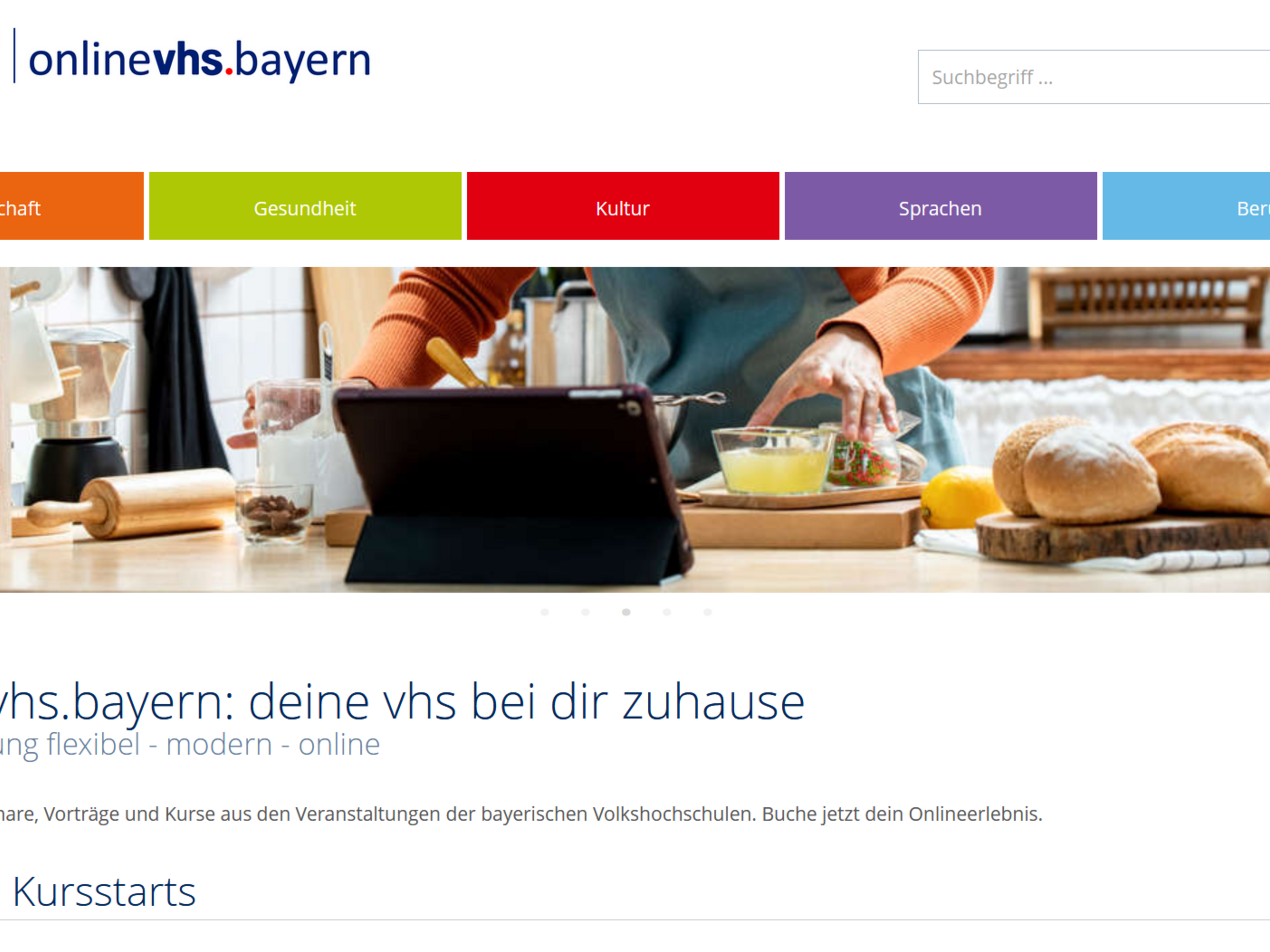 Startseite der online vhs Bayern