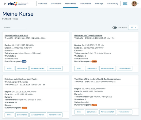 Screenshot Kursansicht