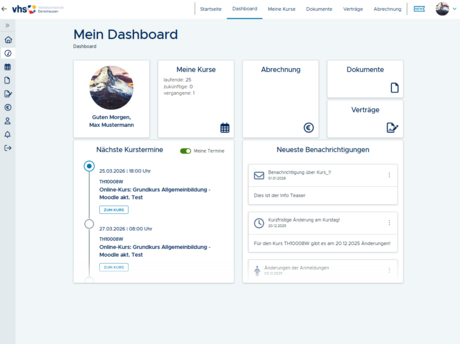 Screenshot Kurstermine